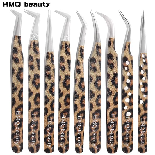 Leopard Eyelash Tweezers Stainless Steel High Quality Lash Tweezer For Lashes Extension Anti-Static 3D Accurate Clip Makeup Tool