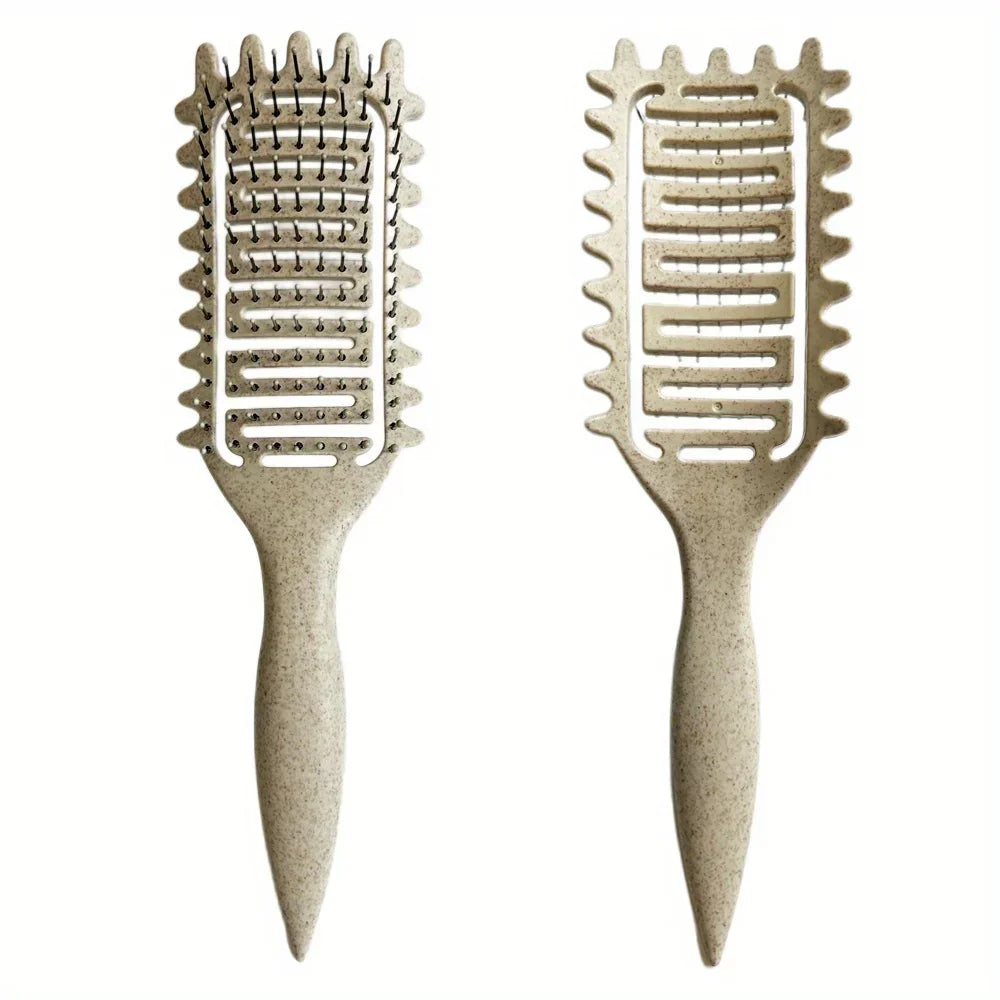3 in 1 Curl Define Styling Brush Hollow Out Detangling Hair Brush Tangled Hair Comb