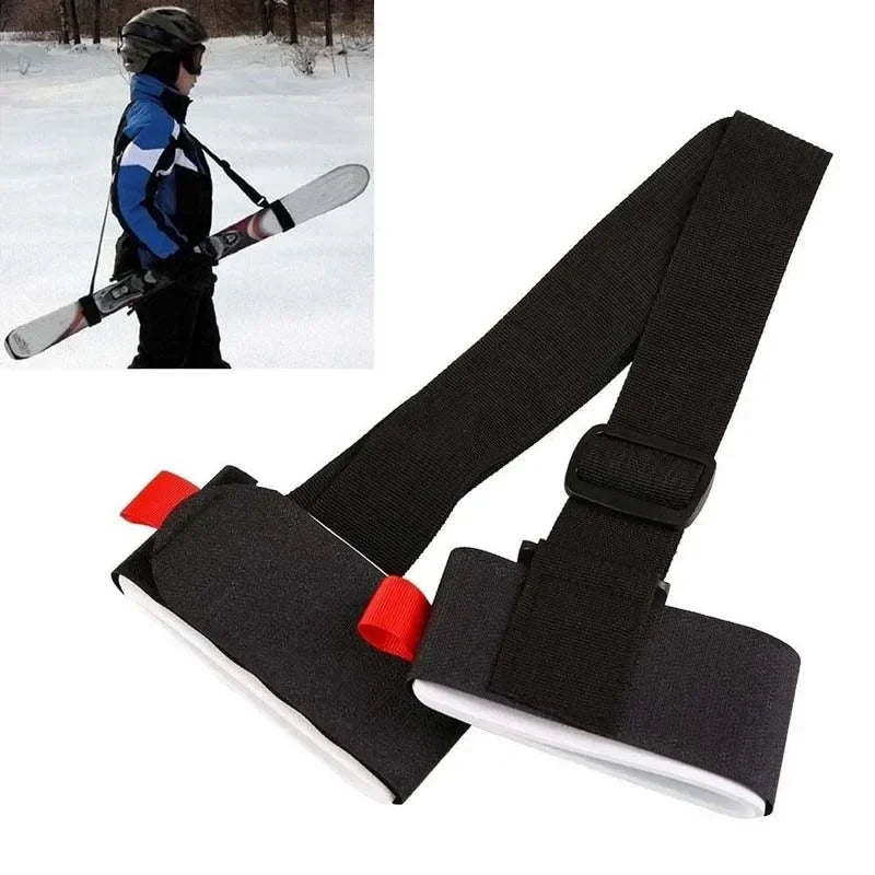 Nylon Skiing Bags Adjustable Pole Shoulder Hand Carrier Lash Handle Straps Porter Hook Loop Protecting for Ski Snowboard