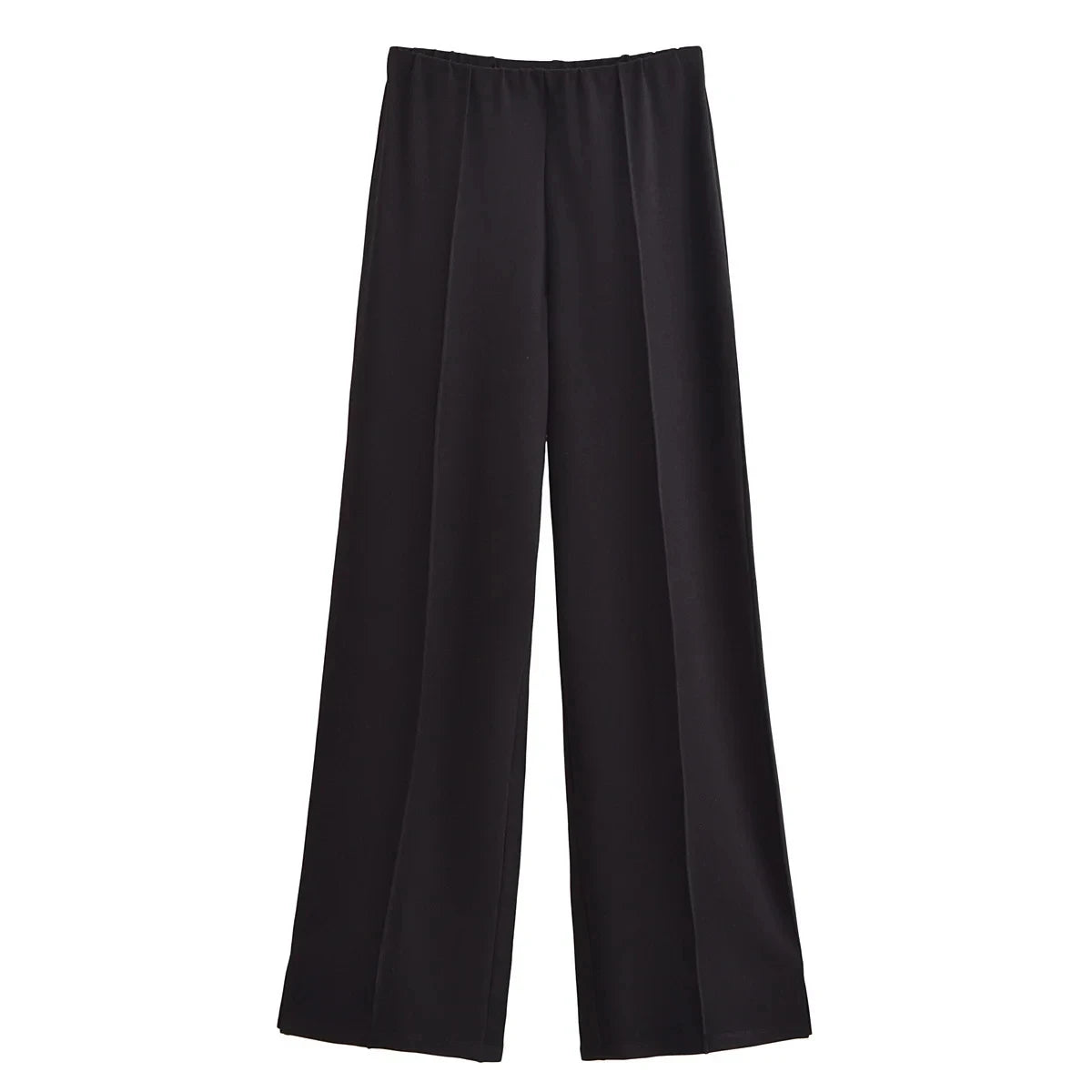 TRAFZA Women New Fashion Slimming 2-Piece Set Double-Sided Fabric O-Neck Long-Sleeve Top+Elegant Stretch Long Pants Female Suit