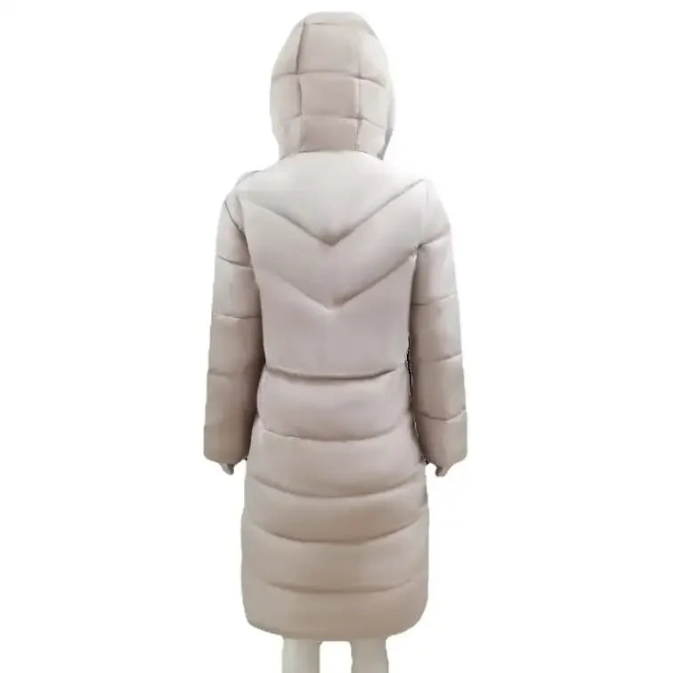 New Hooded Down Coats Women Medium Long Slim Fit Down Parkas Winter Warm Solid Casual Zipper Coat Stylish Outwear Autumn Jackets