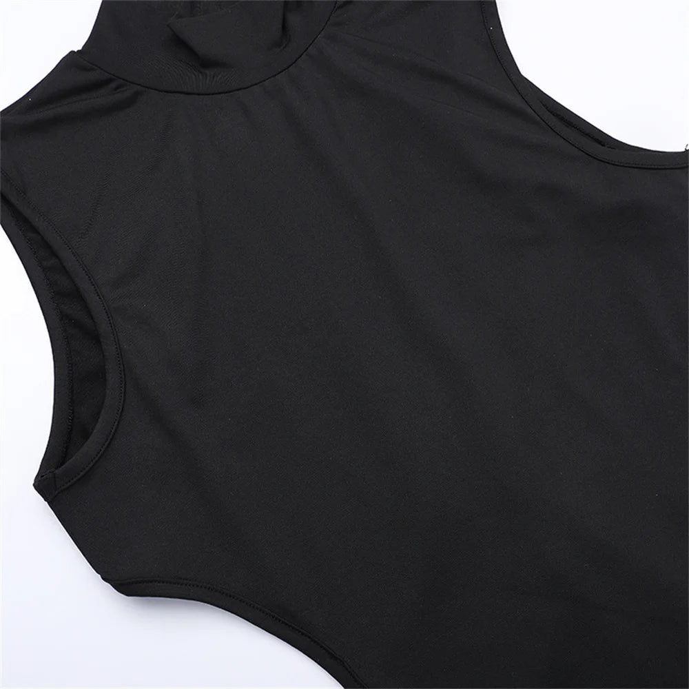Nibber Cross Bandage Dress Women Y2K Butterfly Metal Hollow Backless Sleeveless Fitness Midnight Club Summer Vacation Bodyco