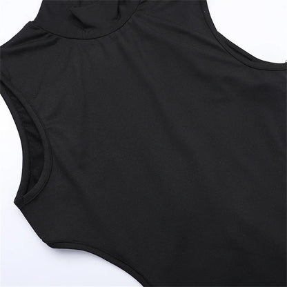 Nibber Cross Bandage Dress Women Y2K Butterfly Metal Hollow Backless Sleeveless Fitness Midnight Club Summer Vacation Bodyco