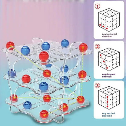 Fun Interactive Chess Board Game Set and 3D Tic-Tac-Toe, Learning & Strategy Development Toys