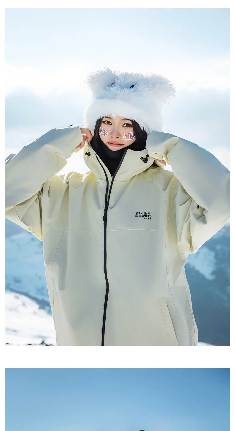 John snow 2024 New Male female couple Single and double board Ski suit set Loose type waterproof keep warm Ski pants ski jackets