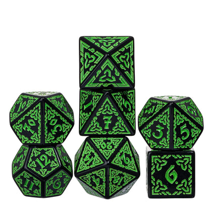 DND Celtic Knot Dice with Unique D4 7Pcs/Set New Pattern D4- D20 Polyhedral Dice for Role Playing Board Game D&D Tabletop Games