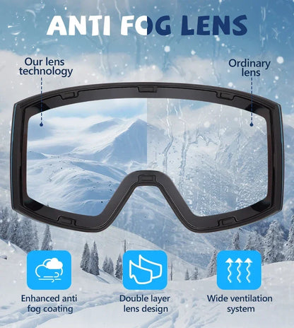 Kapvoe Photochromic Ski Goggles Magnetic Anti-Fog Lenses UV400 Protection Men Women Ski Goggles Winter Sports Eyewear