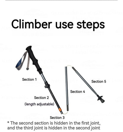 Naturehike 5-Section Walking Stick Pole Carbon Fiber Aluminum Alloy Folding Teleskopic Ultralight Trekking Hiking Canes UL Pro