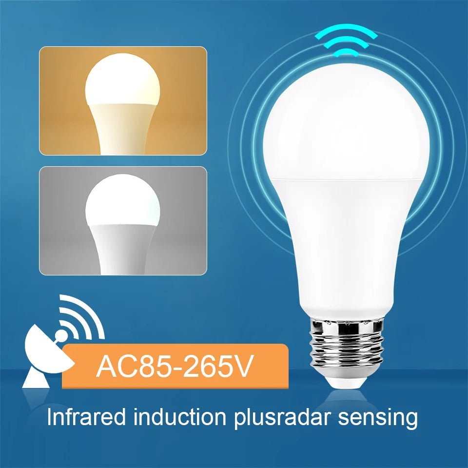 2pc LED Sensor Radar Light Bulb 6W 9W 12W 15W 18W 20W Smart LED Lamp E27 220V Motion Sensor Auto OFF/ON Cold Warm white for home