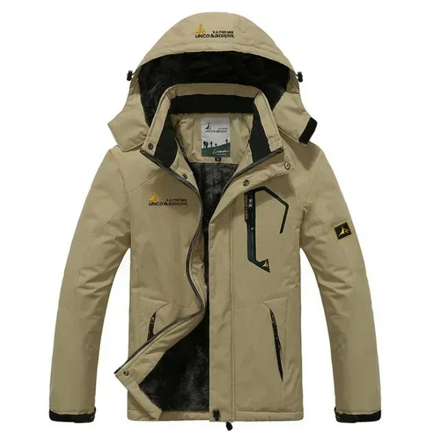 Winter Men's Parka Outdoor Lining Fleece-lined Thickened Windproof Warm Mountaineering Hooded Jacket Cold-resistant Ski Suit 6XL