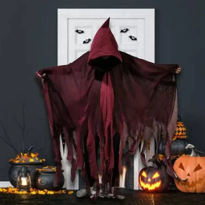 Mens Terrifying Halloween Costume Scary Hooded Cloak Horror Robe Gothic Masquerade Party Cosplay Dress Up Props Essential
