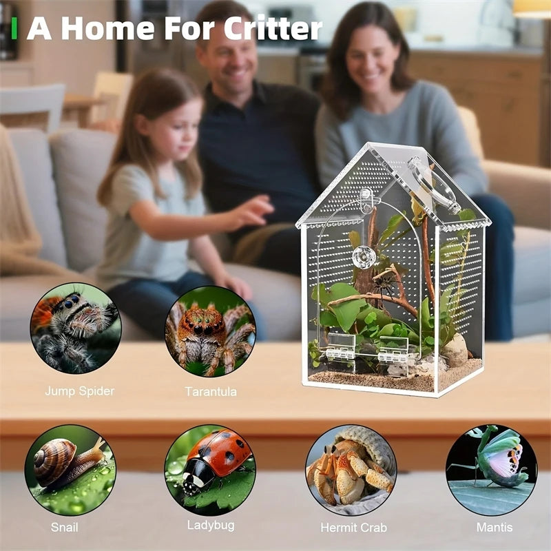 Transparent Acrylic House Insect Habitat Box Waterproof Sealed Reptile Feeding Terrarium For Kids Hobbyist Lab Science Gift