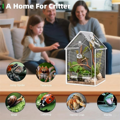 Transparent Acrylic House Insect Habitat Box Waterproof Sealed Reptile Feeding Terrarium For Kids Hobbyist Lab Science Gift
