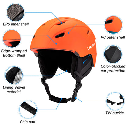 Ski Helmet Integrated Warm Snow Sports Helmet Adjustable Lightweight Comfortable Winter Snowboard Helmet with 14 Air Vent Holes