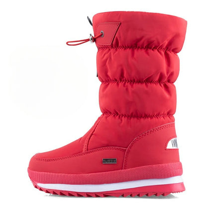 Winter thick women's snow boots Warm Plush Mid-calf Boots Non slip Waterproof  Platform Snow Boot Casual Female White shoes