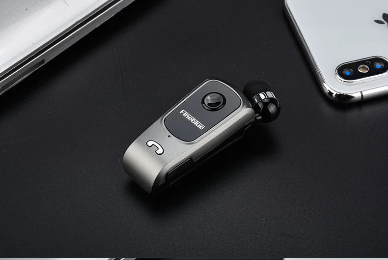 Fineblue F920 Wireless Retractable Portable Mini Bluetooth Headset Calls Remind Vibration Wear Clip Sports Running Earphone