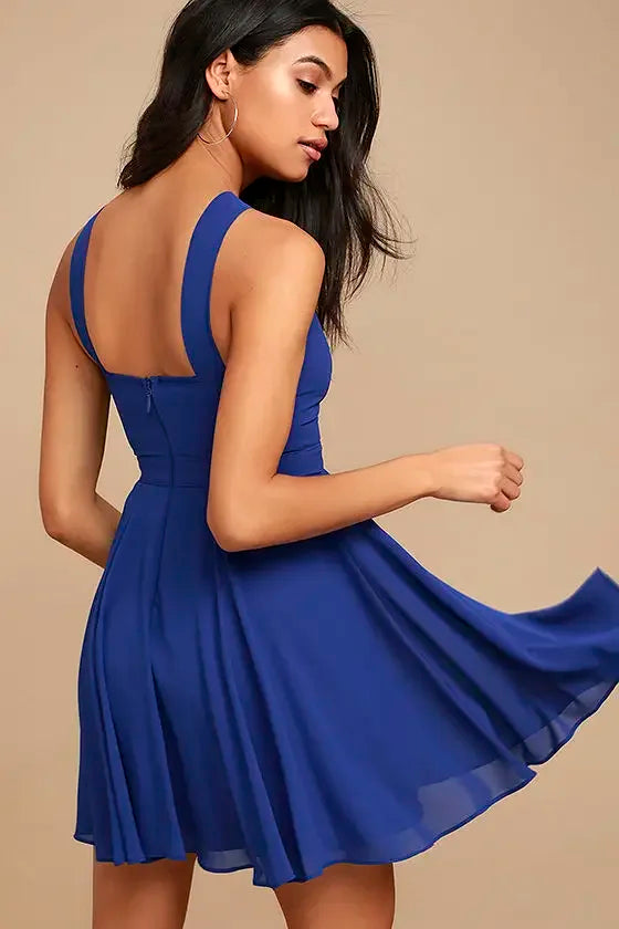 Women Sleeveless Backless Sexy Club Mini Dress 2024 Summer Party Strappy Back Zipper Solid Shift Halter Short Dresses