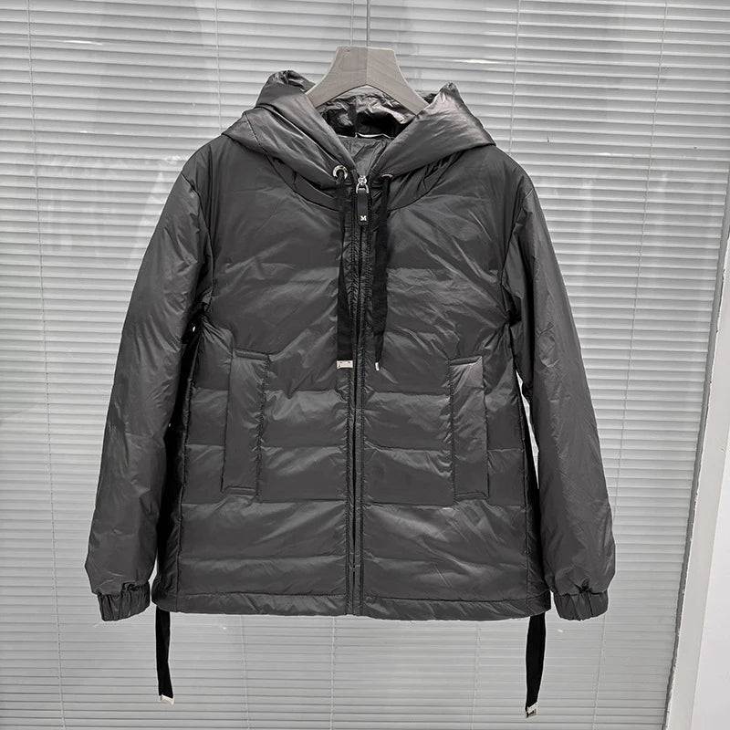 Schinteon Women's 90% White Duck down Jacket Casual Loose Oversize Autumn Winter Outwear with Hood Top Quality Coat 2025 New