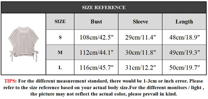 EDSA Women Chunky Knit Top with Side Straps O-Neck Short Sleeves Hollow Out Cropped Sweater Pullover for Casual Female