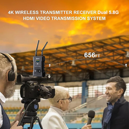 200m 4K Wireless HDMI Extender Dual Display Video Transmitter and Receiver Support Battery Switcher DSLR Camera Laptop PC To TV