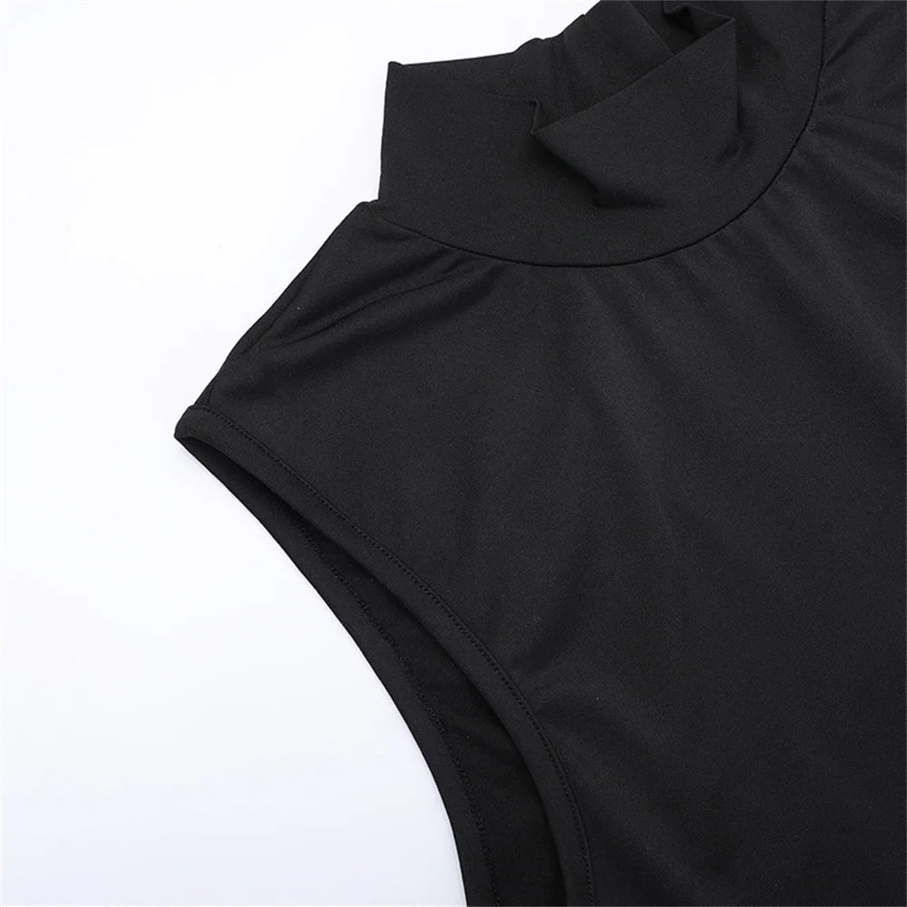 Nibber Cross Bandage Dress Women Y2K Butterfly Metal Hollow Backless Sleeveless Fitness Midnight Club Summer Vacation Bodyco