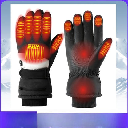 Smart Heated Ski Gloves USB Recharge 3-Heat Carbon Fiber Waterproof Touchscreen LED Digital Temp Winter Snowboard Cycling