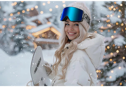 Vozapow Ski Goggles Magnetic Double Layer Anti Fog Professional Skiing Mask Men Women Super View Snowboard UV400 Snow Sunglasses