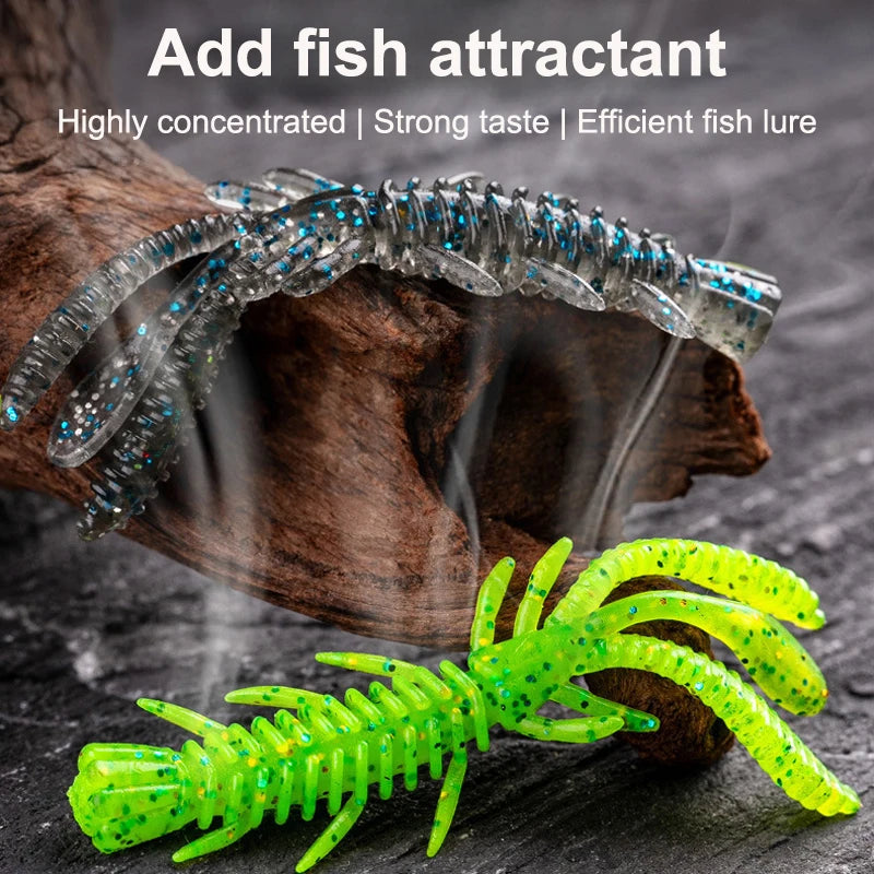 15PCS Floating Soft Shrimp Fishing Bait 5/6/7CM NED Rig Wobbler Shrimp Swim Lure Jig Salt Silicone Swimbait with Fish Attractant