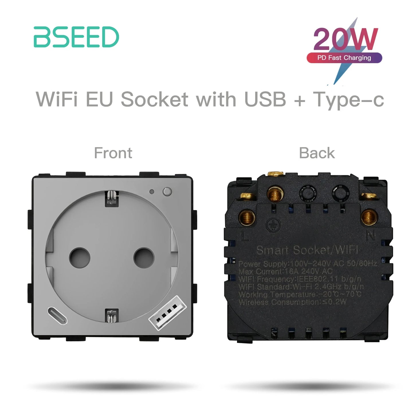 BSEED EU Standard Wifi Socket Smart Plug Function Part Only Power Monitor Timing Smart Home Alexa Voice Control  Bule Backlight