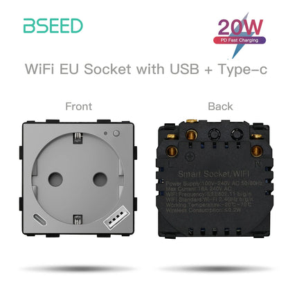 BSEED EU Standard Wifi Socket Smart Plug Function Part Only Power Monitor Timing Smart Home Alexa Voice Control  Bule Backlight