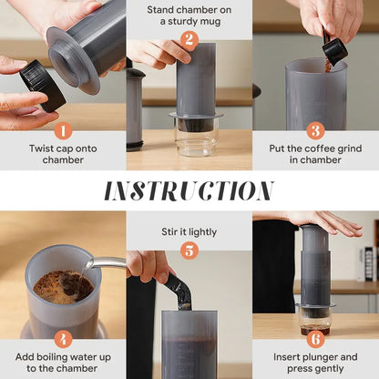 300ml AeroPress Machine Espresso Coffee Maker Portable Cafe French Press Coffee Pot With Filter Paper Kit Bar Set with Grinder