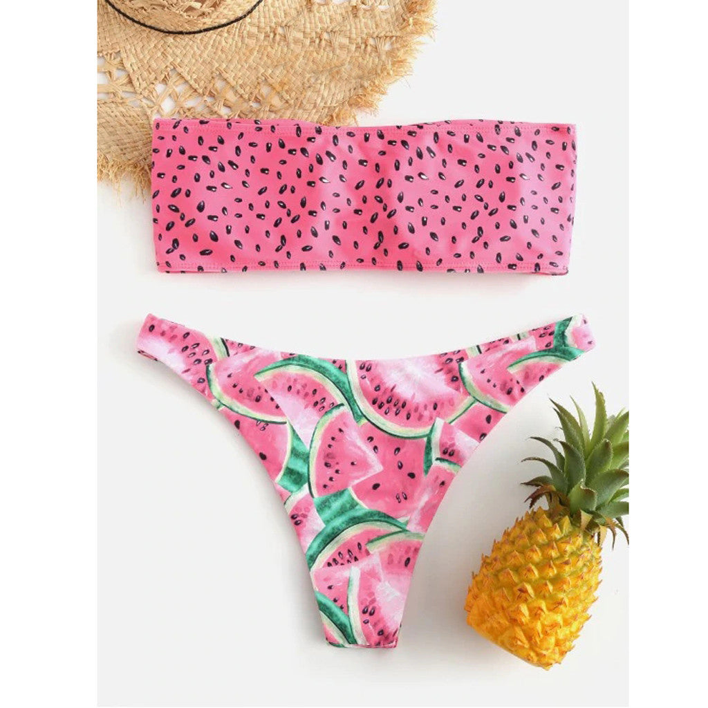 Bikinis Sets Swimsuit For Women Print Tube Up Two Pieces Bikini Push-Up Swimwear Beachwear For WomenFeminine Bikinis