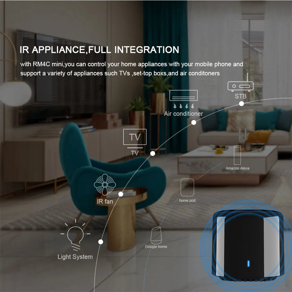 BroadLink RM4 BestCon RM4C mini Wi-Fi Smart Universal Remotefor Air Conditioner TV Voice Control with Google Home & Alexa HUB