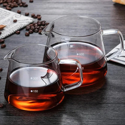 Coffee Server Glass Coffee Pot Heat Resistant Glass Kettle Sharing Pot 600/300ml Pour Over Coffee Espresso Maker Accessories