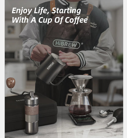 HiBREW Pour Over Coffee Kettles Manual Coffee Grinder Coffee Maker 8 pcs Set