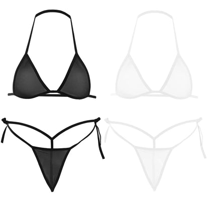 2PCS Women Sexy Lingerie Sets Ultra-thin Mesh Wirefree Bra Set Lingerie Ultra Hot Women's Transparent Exotic Underwear Sets