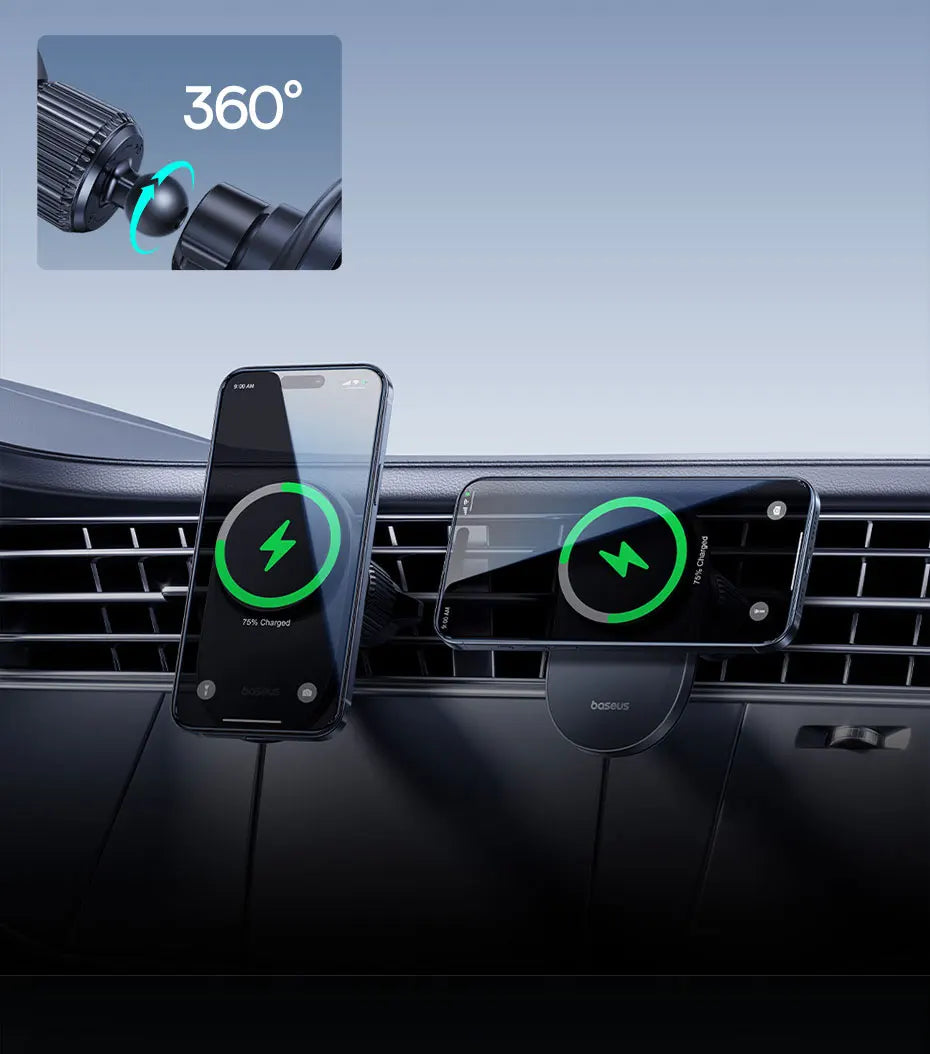 Baseus Qi2 15W Car Magnetic Wireless Charger For iPhone 16 15 14 Fast Charging For Samsung Xiaomi Car Phone Holder Cooling Fan