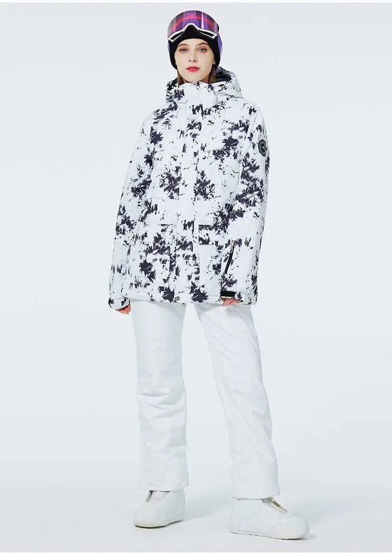 New Fashion Letter Women Ski Suit Winter Windproof Waterproof Snowboarding Jacket and Pants Snow Walking Clothes Female Snowsuit