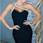 New Sexy Women Mini Bandage Dress One Shoulder Collar Rhinestone Decorated Shoulder Strap Bodycon Dresses Party Vestido