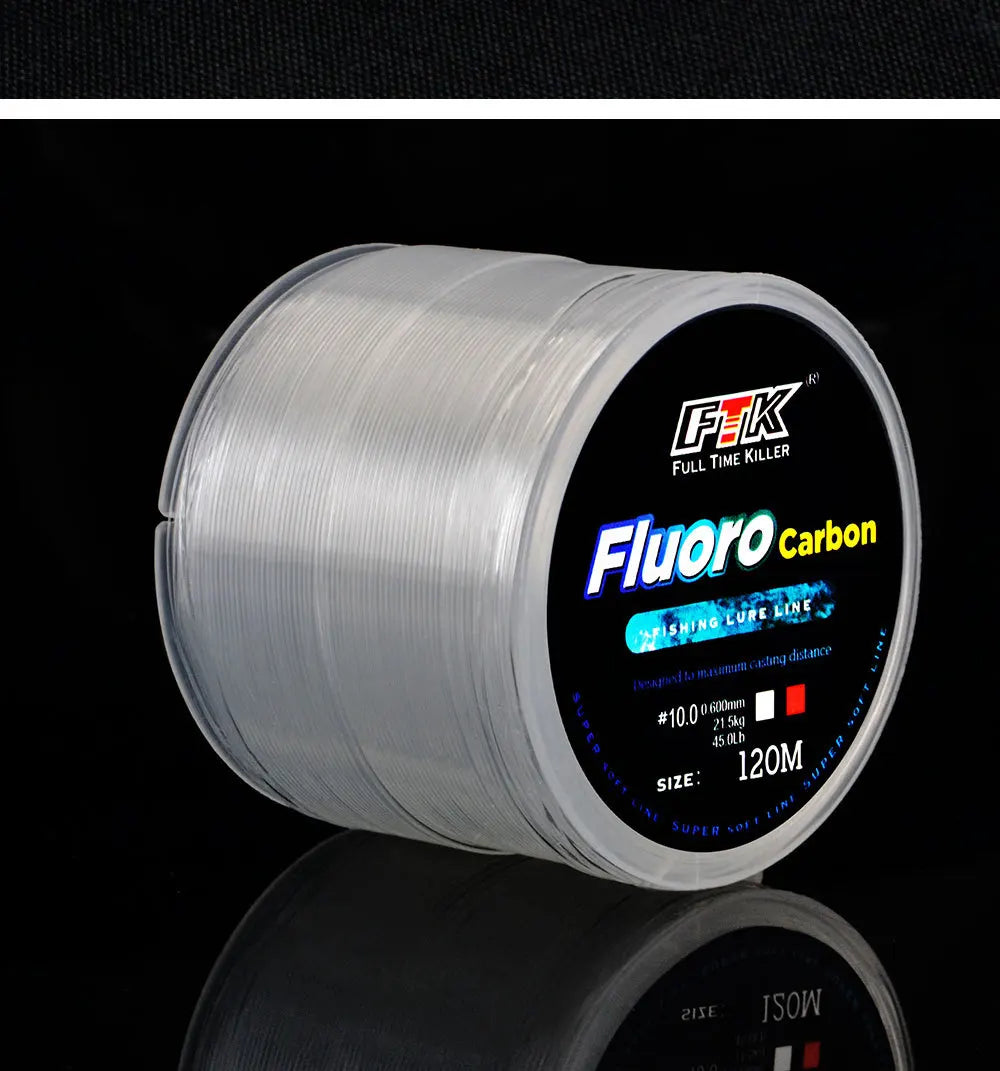FTK 120m Invisible Fishing Line Speckle Fluorocarbon Coating Fishing Line 0.20mm-0.60mm 7.15LB-45LB Super Strong Spotted Line