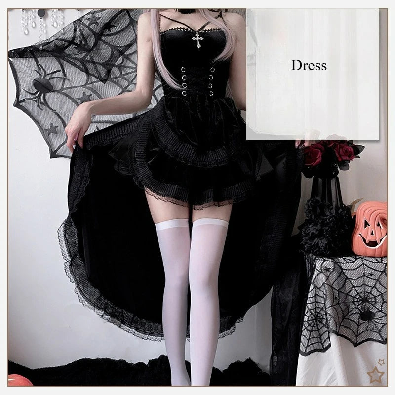 Sexy Lingerie Cosplay Dark Gothic Halloween Costume Ladies Dress Dovetail Witch Vampire Bride Performance Costume Red Suit