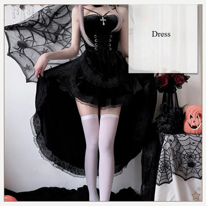 Sexy Lingerie Cosplay Dark Gothic Halloween Costume Ladies Dress Dovetail Witch Vampire Bride Performance Costume Red Suit