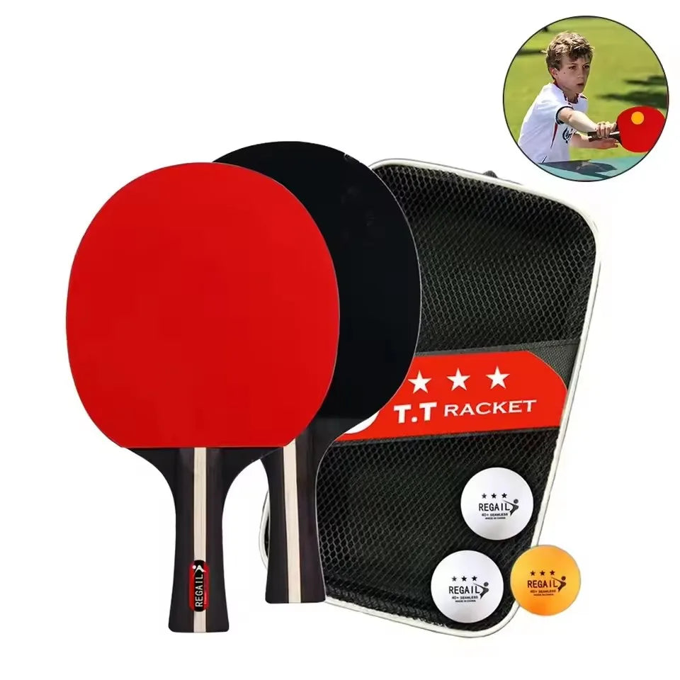 Professional Table Tennis Racket Set with 2 Paddles And 3 Balls - Includes Storage Bag Ping Pong Kit for Sports Enthusiasts