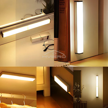Motion Sensor Night Lights Wireless LED Cabinet Lamps USB Rechargeable Magnetic For Wardrobe Room Closet Kitchen Aisle lighting