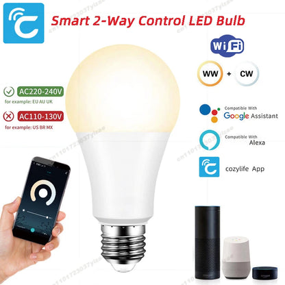 Cozylife Wifi Smart Light Bulb LED CW Lamp 110V 220V Smart Light Bulbs LedLamps For Google Alexa Alice Voice Control Cold War