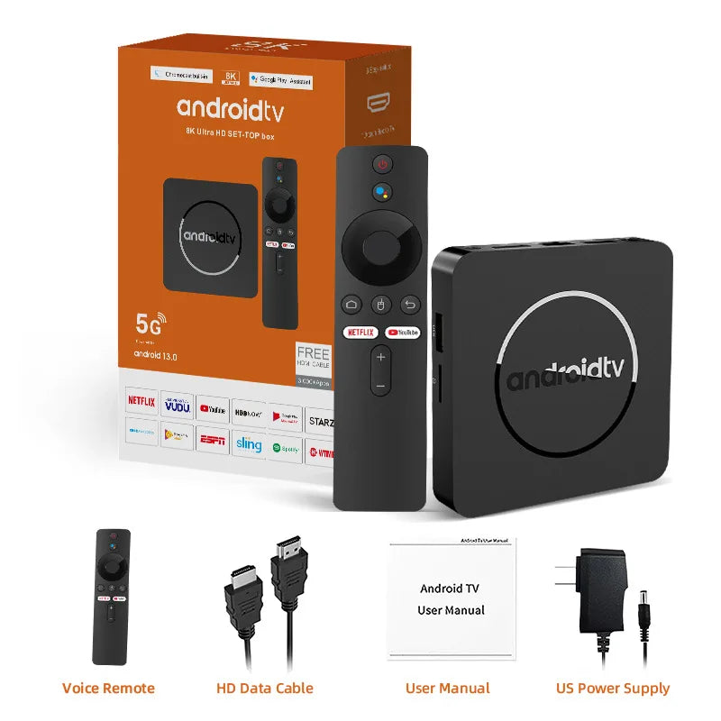Q10 Android14 8K HDR10+ Smart TV Box Allwinner H313 128G Dual Wifi BT5.0 Set Top Box Media Player with Google Voice AssistantStreaming & Home Media PlayersGoWisse.com