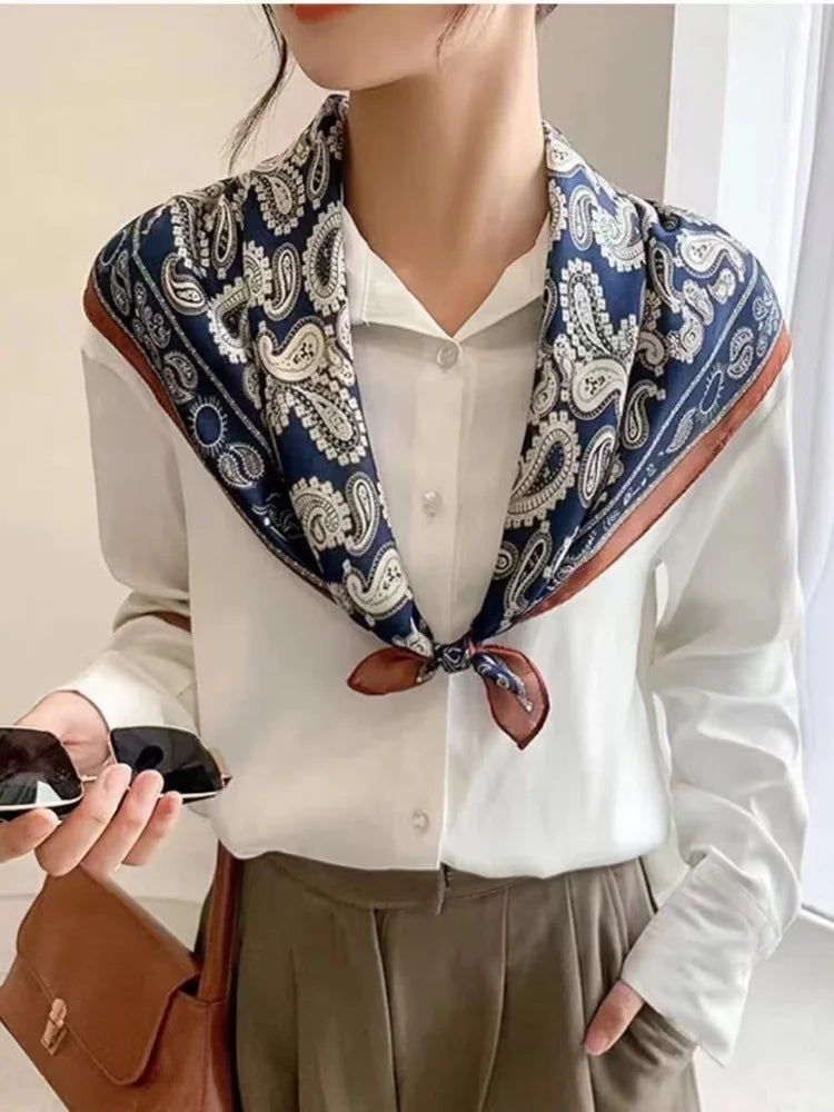 Square imitation silk scarf scarf for women multi-functional multi-floral silk texture scarf