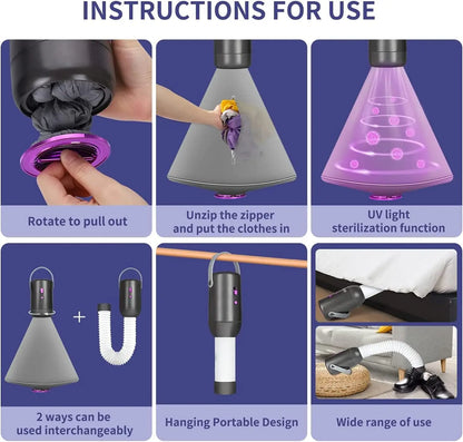 110V 220V Portable Electric Clothes Shoes Dryer Mini Cloth Drying Machine for Travel Dorms Hotel 500W Foldable Clothes Dryer