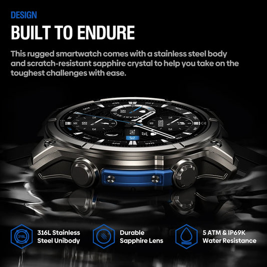 NEW 2025 Zeblaze VIBE 8 Voice Call Smart Watch 1.43" AMOLED Display Heart Rate Blood Pressure Multi-Sport Modes Smart Watch