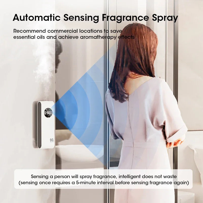 Automatic Sensor Aromatherapy Machine Wall-Mounted Fragrance Usb Rechargeable Deodorant Home Fragrance With Clock FunctionUltrasonic DiffusersGoWisse.com